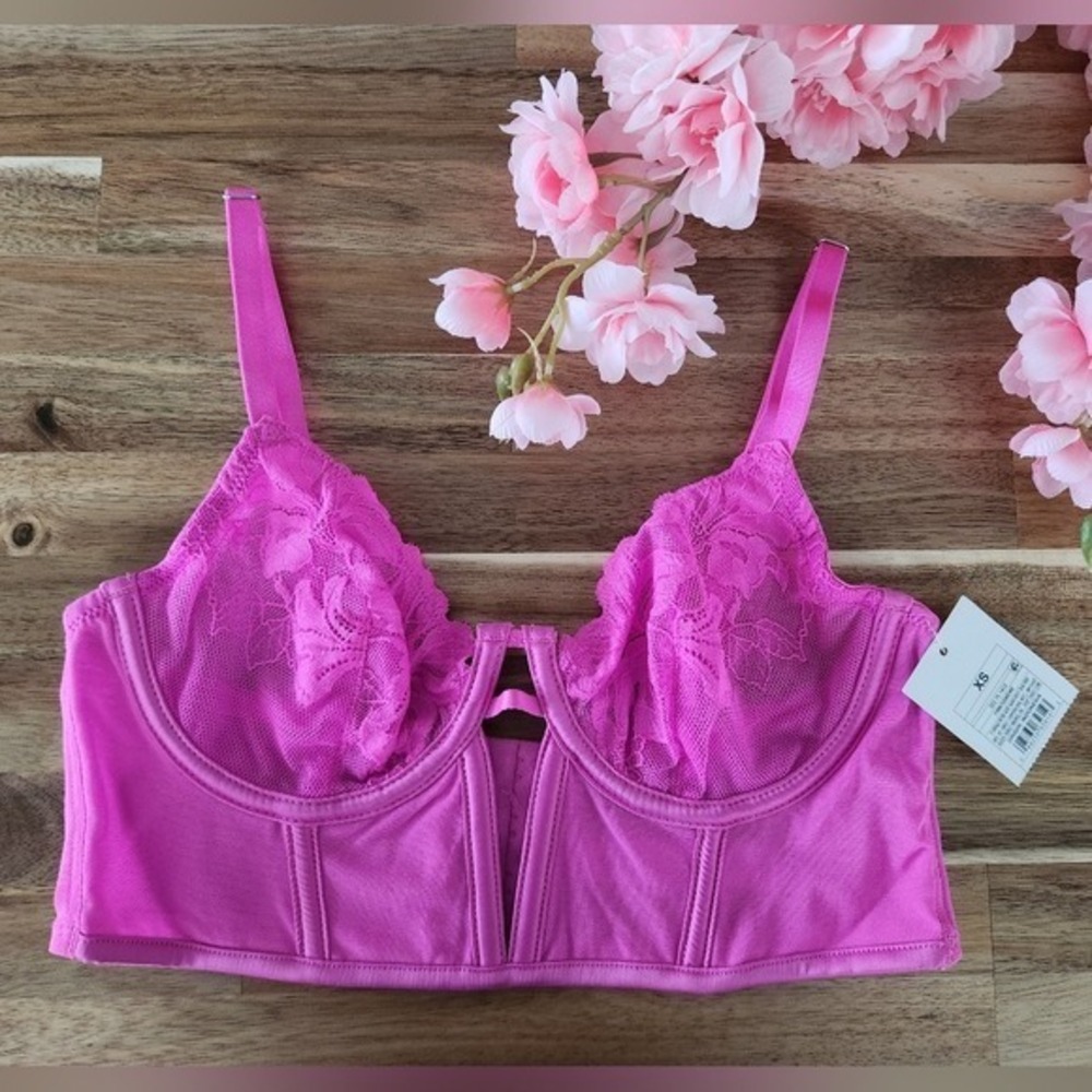 Auden Pink Lace & Mesh Underwire Lingerie Corset‎ - Size XS NWT